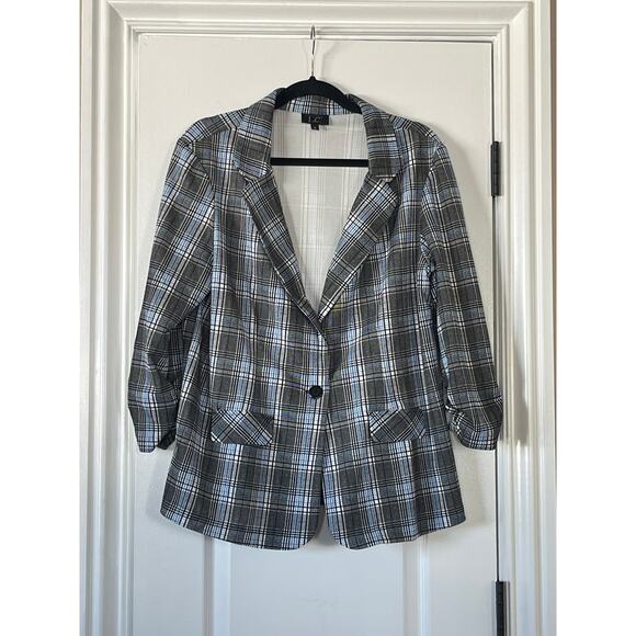 LC by Laura Cruz Plaid Blazer Cardigan XL - Picture 2 of 6